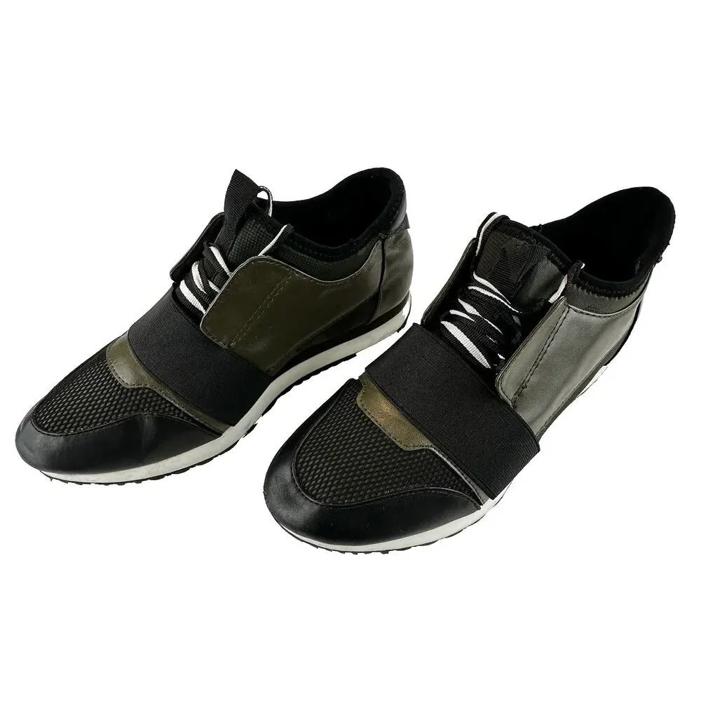 Steve Madden Women's 7.5M - Green & black PU leather sneaker casual shoes KAIYO